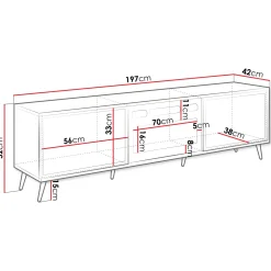 Garnero Arredamenti Mobile porta TV 197x52h cm 2 ante con caminetto frontali decorati beige nero Simona Sale