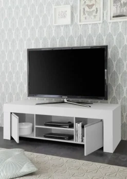 Garnero Arredamenti Mobile porta TV 138x44h cm 2 ante soggiorno Halston Bianco Opaco Discount