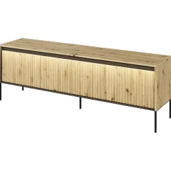 Garnero Arredamenti Mobile porta TV 167x56h cm 2 ante led cannettato nero Camelia Rovere Rustico Clearance