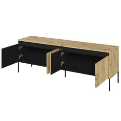 Garnero Arredamenti Mobile porta TV 167x56h cm 2 ante led cannettato nero Camelia Rovere Rustico Clearance