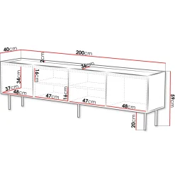 Garnero Arredamenti Mobile porta TV 200x59h cm 4 ante con frontali decorati bianco Daniele Bianco Opaco Online