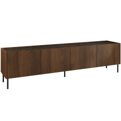 Garnero Arredamenti Mobile porta TV 200x50h cm 4 ante piano effetto marmo nero noce Caliva Best