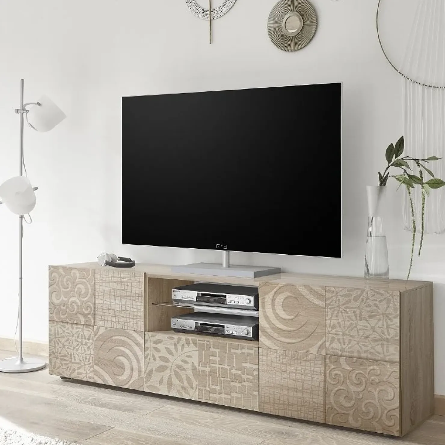 Garnero Arredamenti Mobile porta TV 181x57h cm 2 ante 1 cassetto soggiorno samoa Paradise Rovere Online