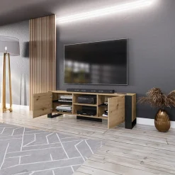 Garnero Arredamenti Mobile porta TV 160x51h cm 2 ante rovere nero Elbrus Hot