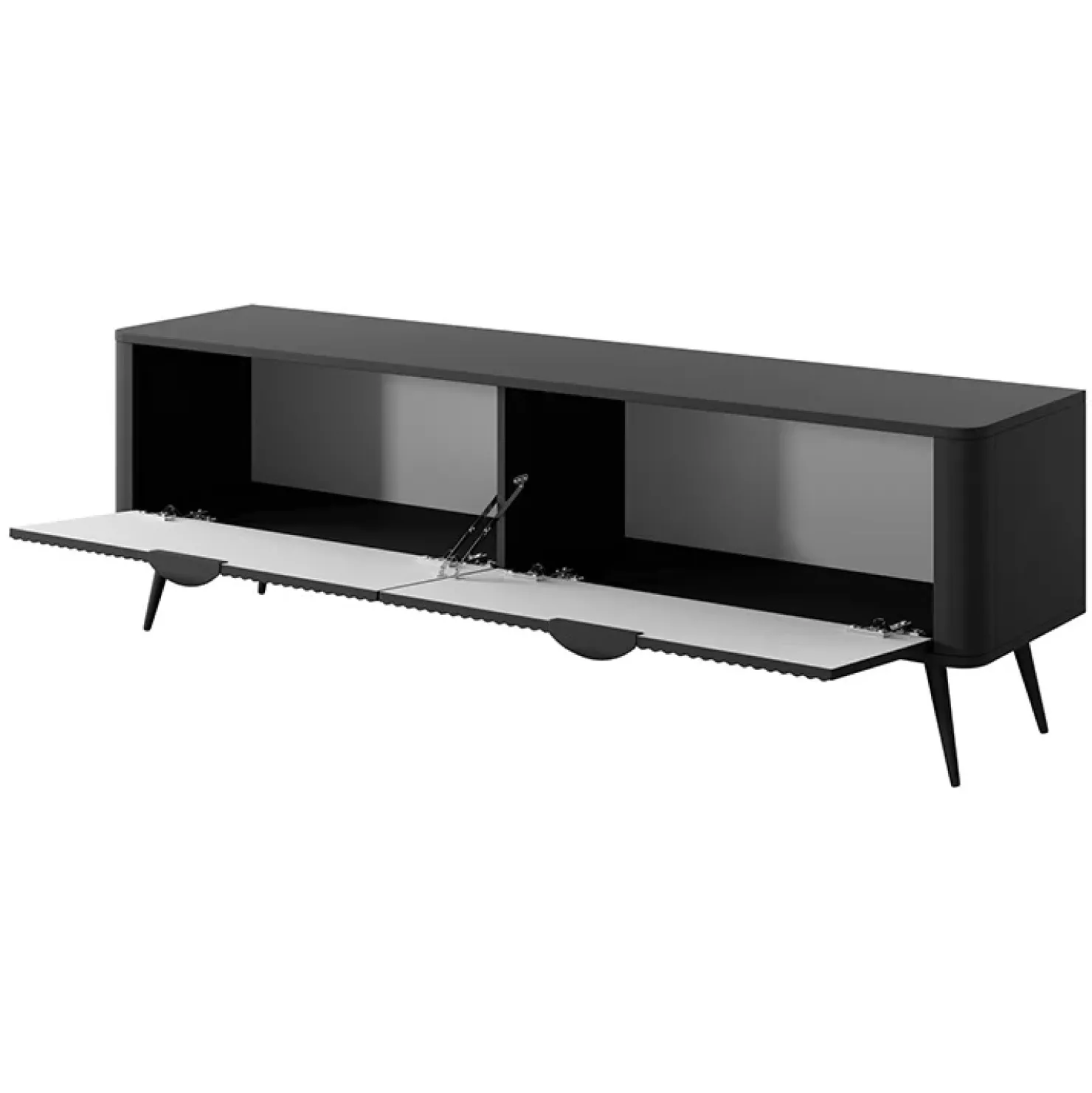 Garnero Arredamenti Mobile porta TV 163x51h cm 2 ante cannettato Ramis Nero Opaco Hot