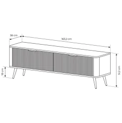 Garnero Arredamenti Mobile porta TV 163x51h cm 2 ante cannettato Ramis Nero Opaco Hot