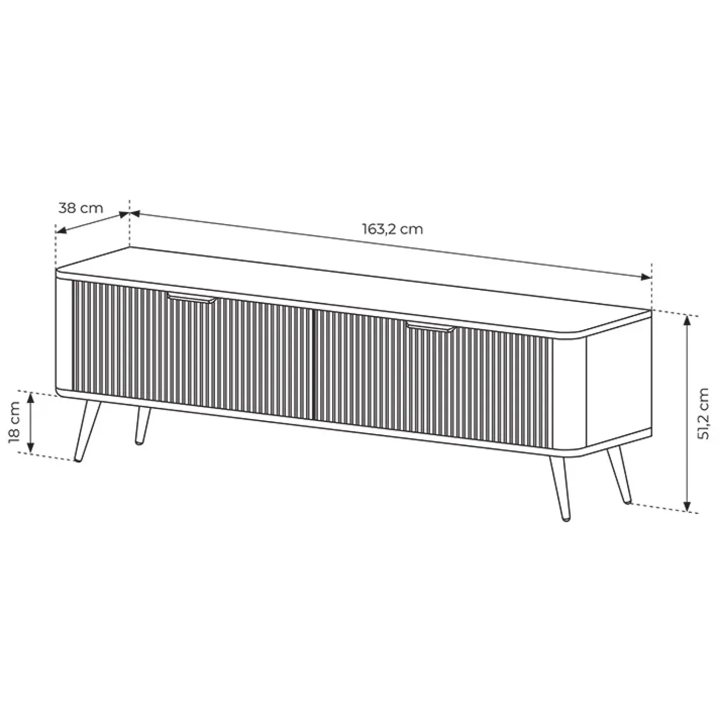 Garnero Arredamenti Mobile porta TV 163x51h cm 2 ante cannettato Ramis Nero Opaco Hot