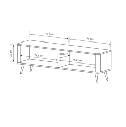 Garnero Arredamenti Mobile porta TV 163x51h cm 2 ante cannettato Ramis Nero Opaco Hot