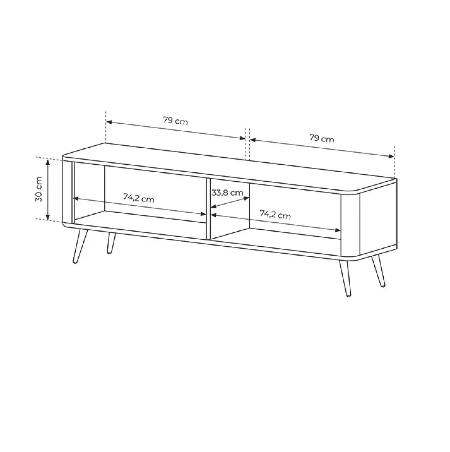 Garnero Arredamenti Mobile porta TV 163x51h cm 2 ante cannettato Ramis Nero Opaco Hot