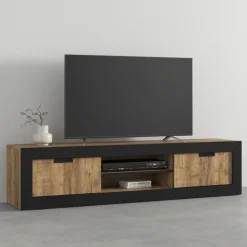 Garnero Arredamenti Mobile porta tv 180x43h cm 2 ante rovere rustico nero Ilyssa Clearance