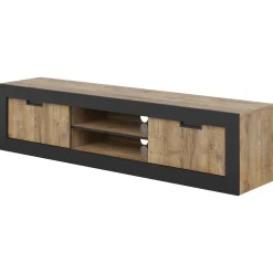 Garnero Arredamenti Mobile porta tv 180x43h cm 2 ante rovere rustico nero Ilyssa Clearance
