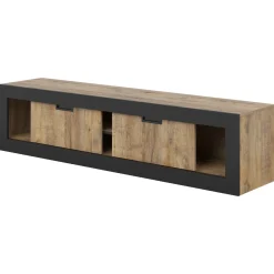Garnero Arredamenti Mobile porta tv 180x43h cm 2 ante rovere rustico nero Ilyssa Clearance