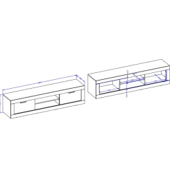 Garnero Arredamenti Mobile porta tv 180x43h cm 2 ante rovere rustico nero Ilyssa Clearance