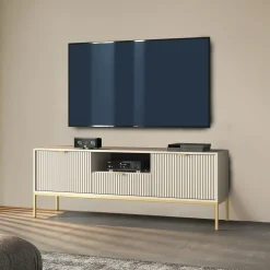 Garnero Arredamenti Mobile porta TV 154x56h cm 2 ante moderno soggiorno Alisa Beige Clearance