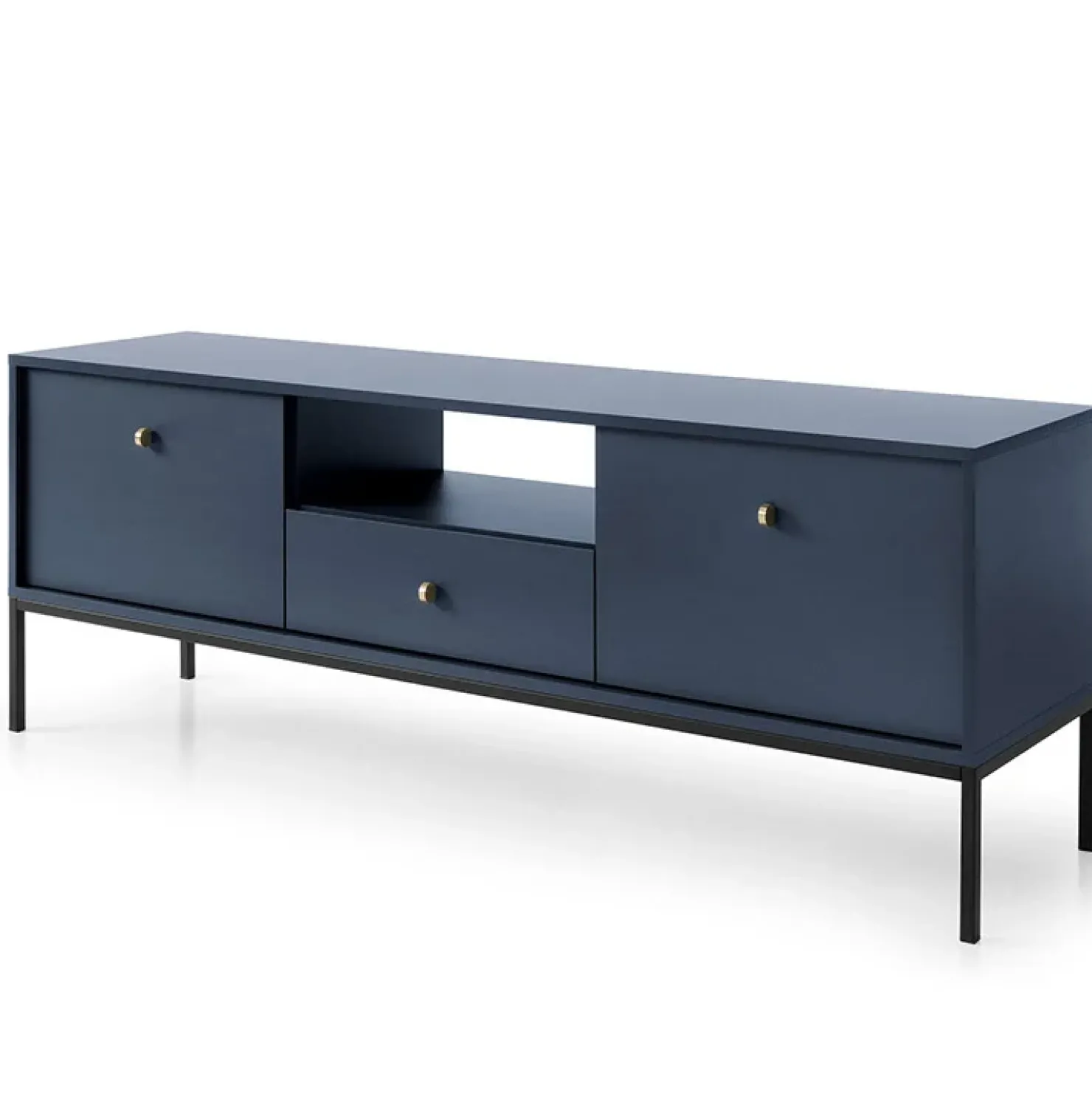 Garnero Arredamenti Mobile porta TV 154x56h cm 2 ante con cassetto moderno blu notte Glory Hot