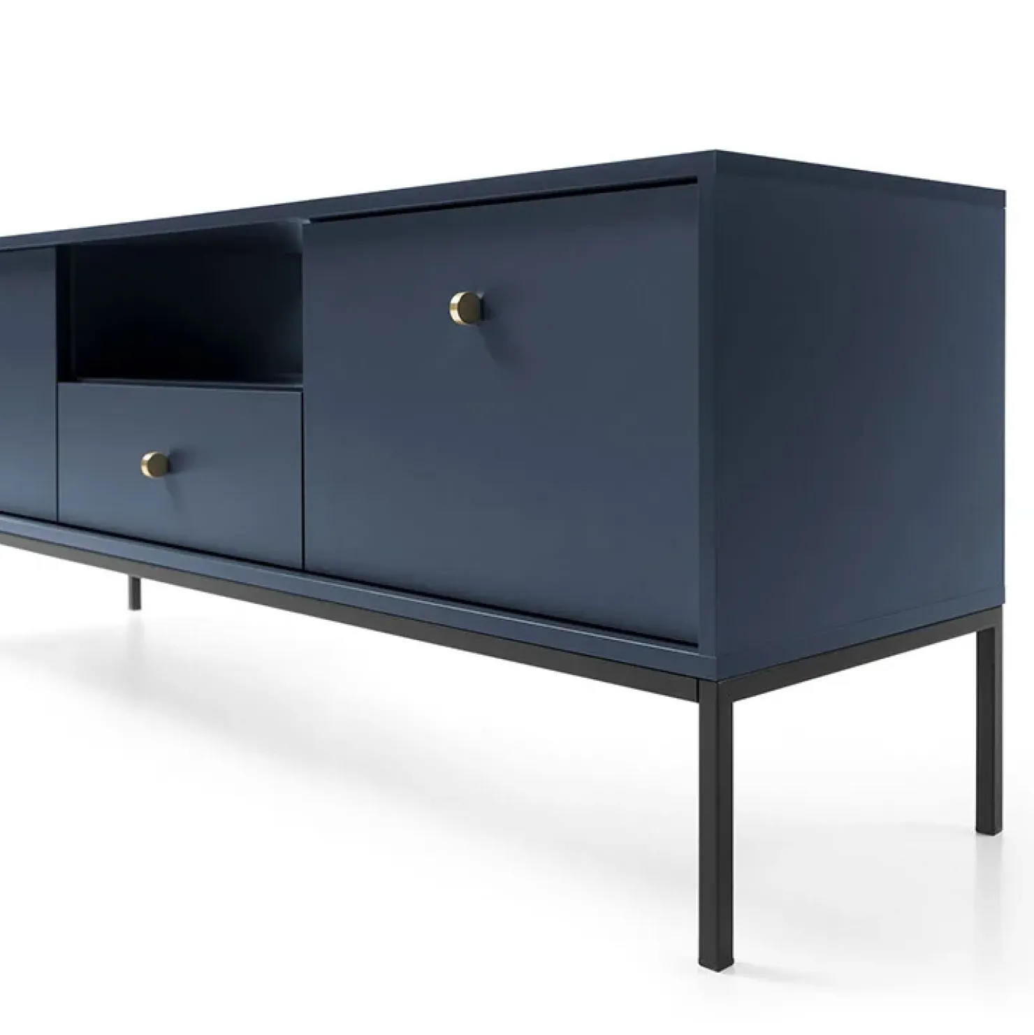 Garnero Arredamenti Mobile porta TV 154x56h cm 2 ante con cassetto moderno blu notte Glory Hot