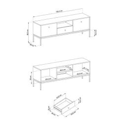 Garnero Arredamenti Mobile porta TV 154x56h cm 2 ante con cassetto moderno blu notte Glory Hot