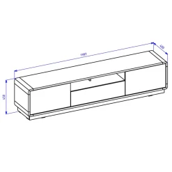 Garnero Arredamenti Mobile porta TV 200x45h cm 2 ante 1 cassetto nero opaco rovere Esmond Clearance