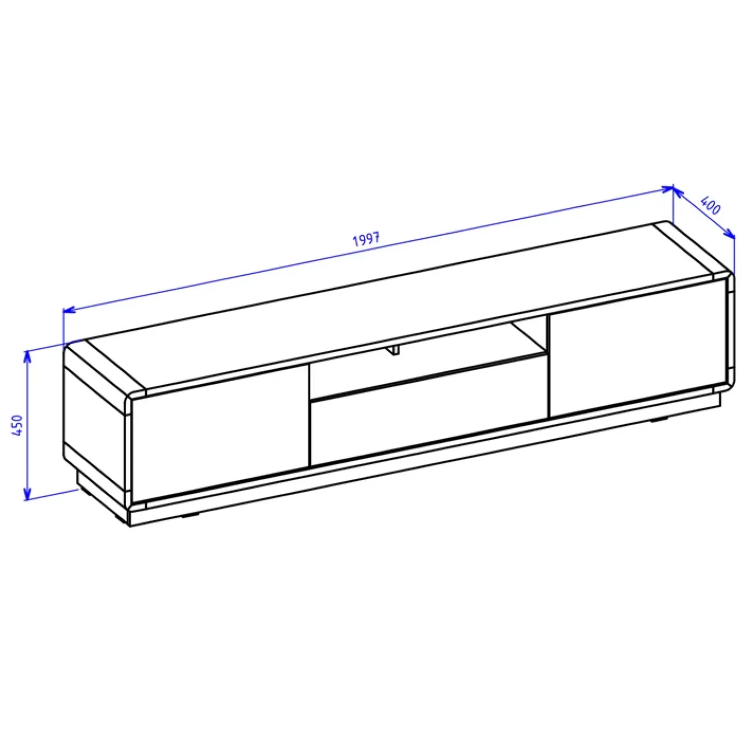 Garnero Arredamenti Mobile porta TV 200x45h cm 2 ante 1 cassetto nero opaco rovere Esmond Clearance