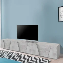 Garnero Arredamenti Mobile porta TV 244x46h cm 6 ante Zenzero Gihome® Cemento Clearance