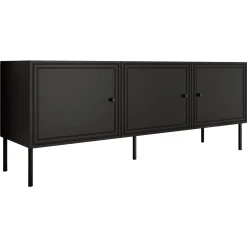 Garnero Arredamenti Mobile porta TV 151x60h cm 3 ante Stark Nero Opaco Outlet