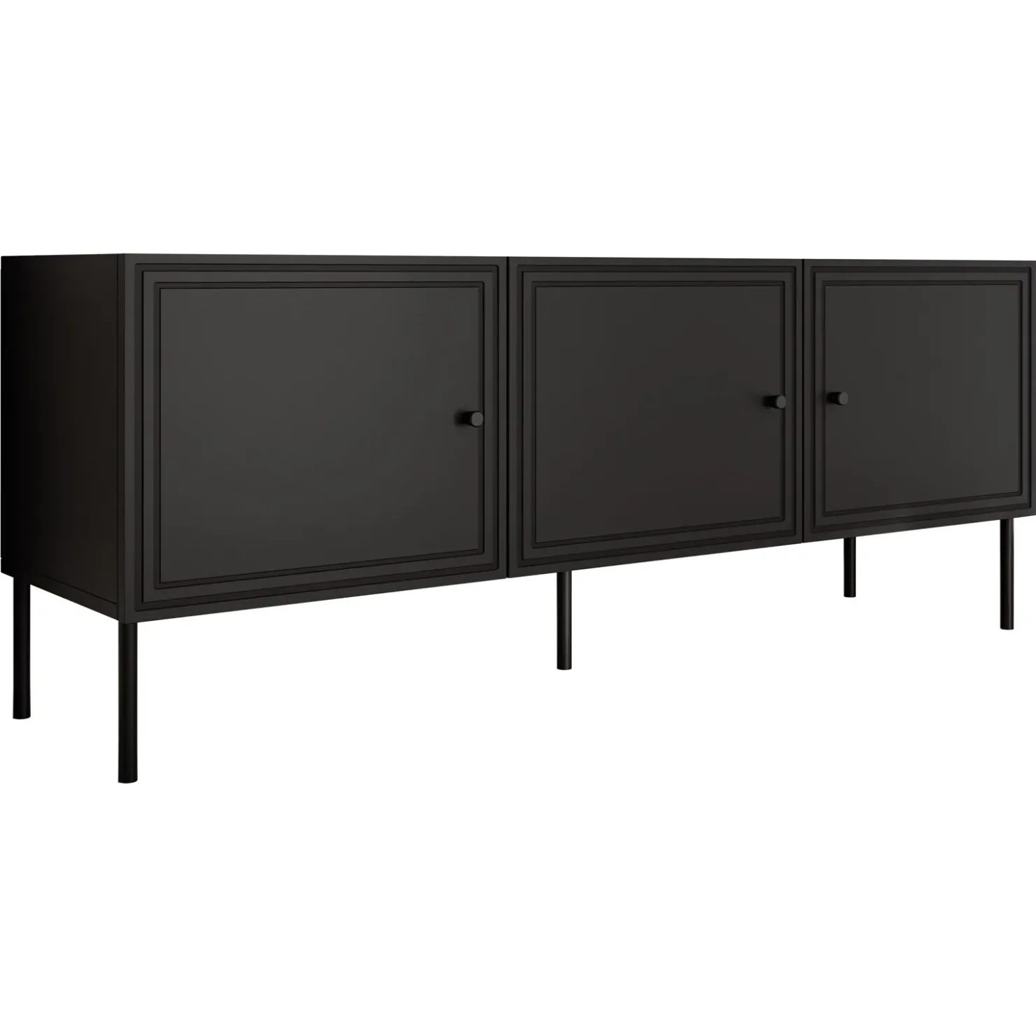 Garnero Arredamenti Mobile porta TV 151x60h cm 3 ante Stark Nero Opaco Outlet
