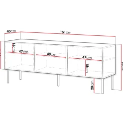 Garnero Arredamenti Mobile porta TV 151x60h cm 3 ante Stark Nero Opaco Outlet