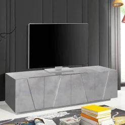 Garnero Arredamenti Mobile porta TV 163x46h cm 4 ante Zenzero Gihome® Cemento Discount