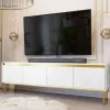 Garnero Arredamenti Mobile porta TV 200x60h cm 4 ante bianco oro Praga Discount