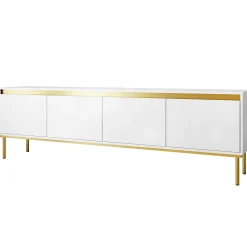 Garnero Arredamenti Mobile porta TV 200x60h cm 4 ante bianco oro Praga Discount
