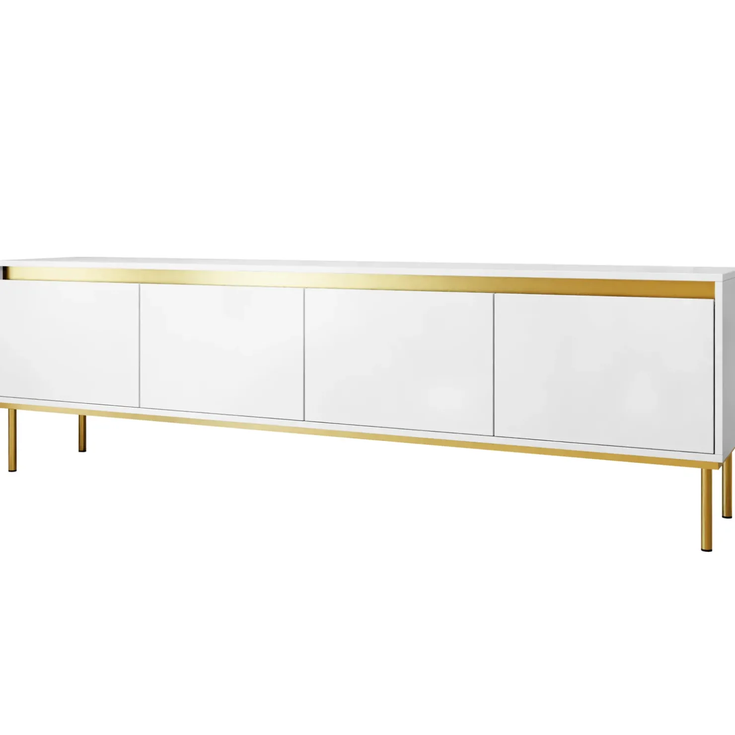 Garnero Arredamenti Mobile porta TV 200x60h cm 4 ante bianco oro Praga Discount