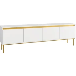 Garnero Arredamenti Mobile porta TV 200x60h cm 4 ante bianco oro Praga Discount