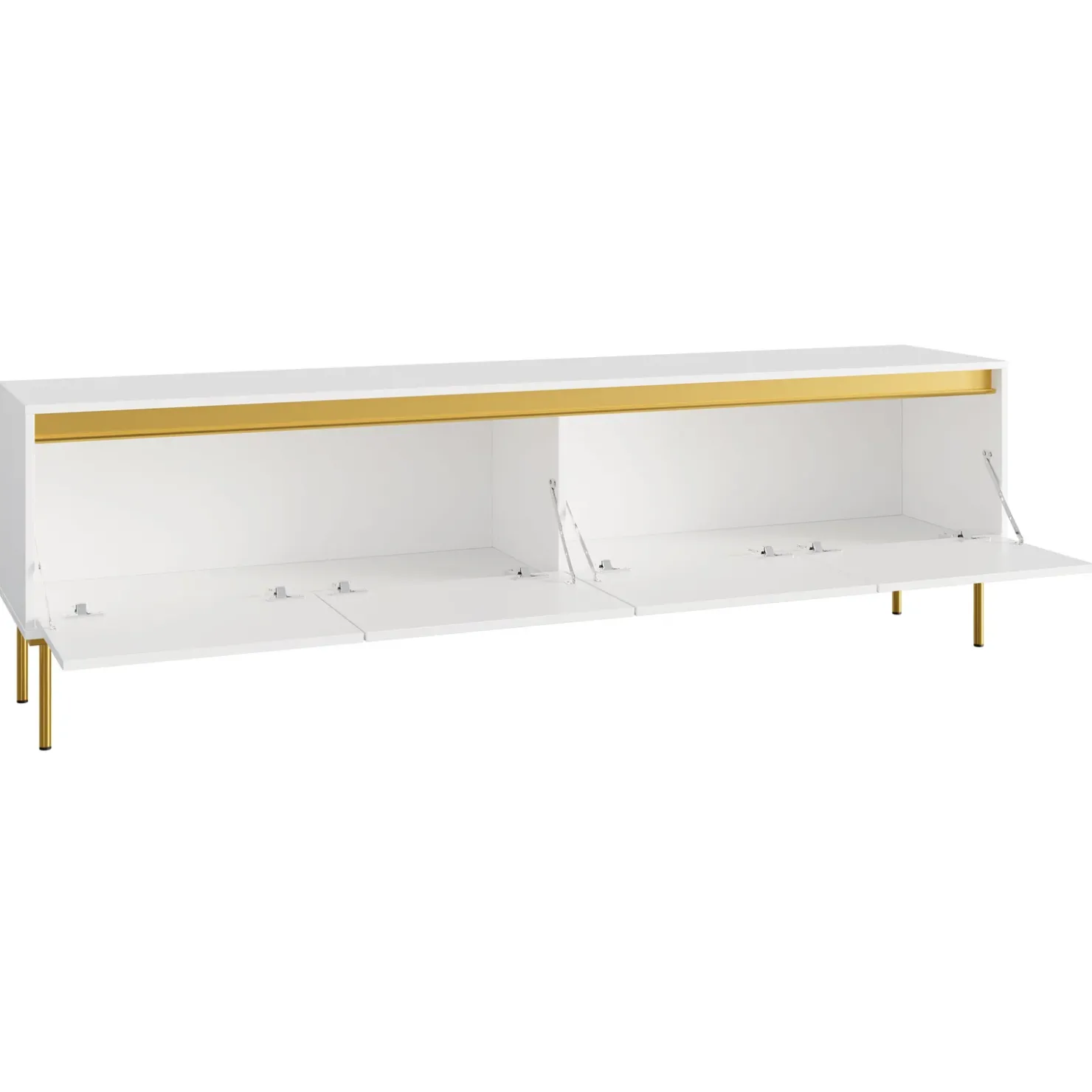 Garnero Arredamenti Mobile porta TV 200x60h cm 4 ante bianco oro Praga Discount