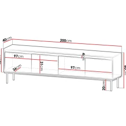 Garnero Arredamenti Mobile porta TV 200x60h cm 4 ante bianco oro Praga Discount