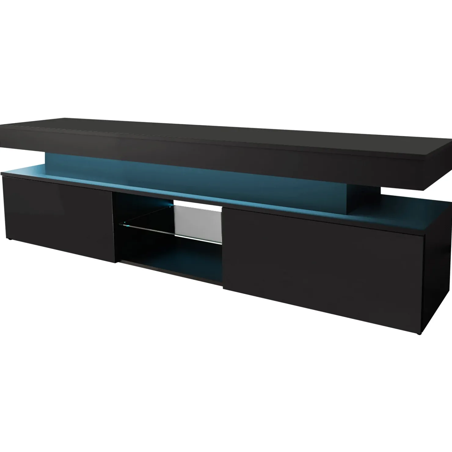 Garnero Arredamenti Mobile porta TV 190x54h cm 2 ante con LED nero Lumus Nero Lucido Online