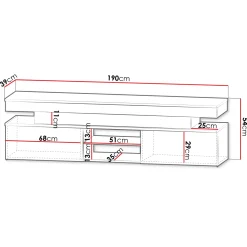 Garnero Arredamenti Mobile porta TV 190x54h cm 2 ante con LED nero Lumus Nero Lucido Online