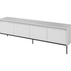 Garnero Arredamenti Mobile porta TV 193x56h cm 4 ante led cannettato nero Camelia Bianco Opaco Online