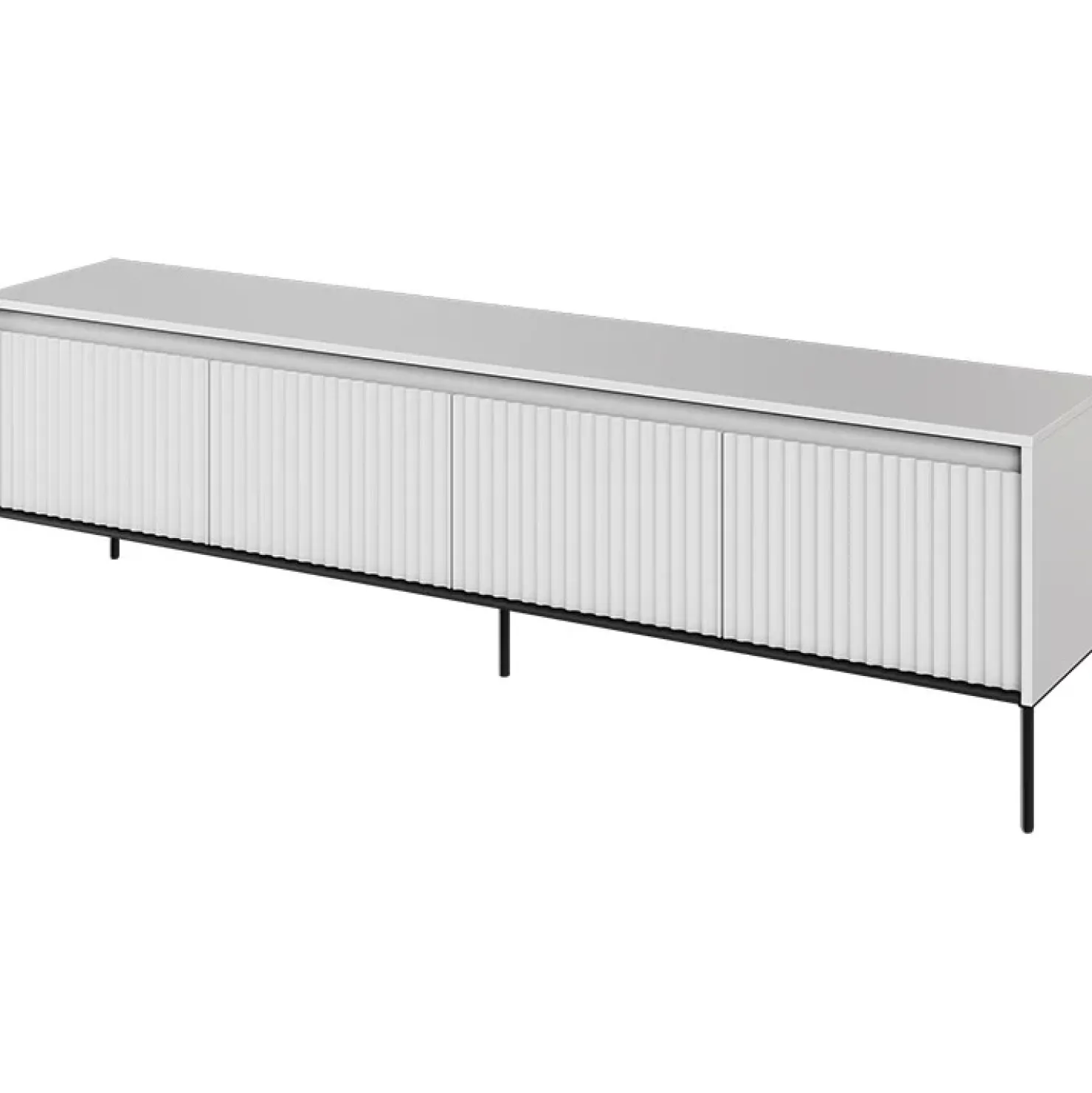 Garnero Arredamenti Mobile porta TV 193x56h cm 4 ante led cannettato nero Camelia Bianco Opaco Online