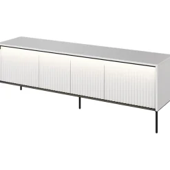 Garnero Arredamenti Mobile porta TV 193x56h cm 4 ante led cannettato nero Camelia Bianco Opaco Online