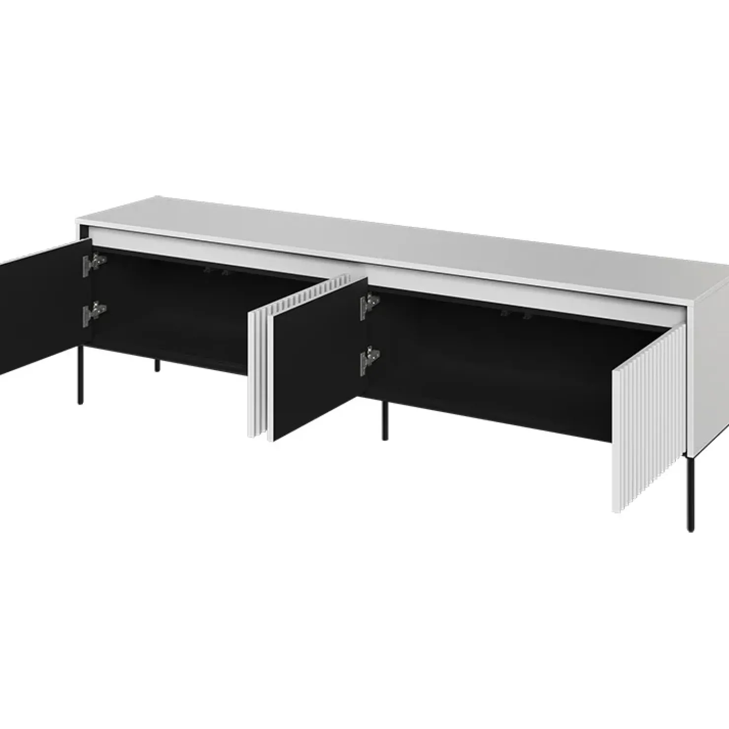 Garnero Arredamenti Mobile porta TV 193x56h cm 4 ante led cannettato nero Camelia Bianco Opaco Online