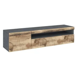 Garnero Arredamenti Mobile porta TV 155x37h cm 1 anta ardesia acero Light Small Gihome® Rovere - Antracite New