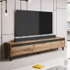 Garnero Arredamenti Mobile porta TV 185x42h cm 3 cassetti rovere antracite Salisburgo Discount
