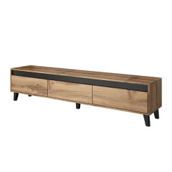 Garnero Arredamenti Mobile porta TV 185x42h cm 3 cassetti rovere antracite Salisburgo Discount