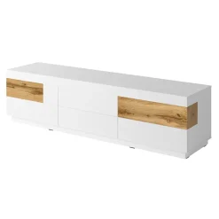 Garnero Arredamenti Mobile porta TV 206x54h cm 6 cassetti bianco lucido rovere Bahama Bianco Lucido - Rovere Rustico Best