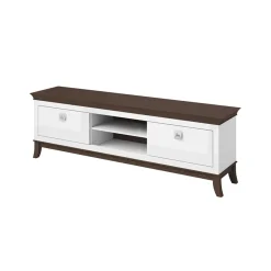 Garnero Arredamenti Mobile porta TV 196x63h cm 2 cassetti moderno bianco lucido rovere scuro Umag Bianco Lucido - Wengè New