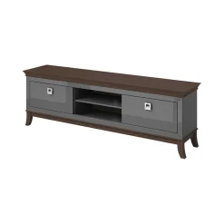 Garnero Arredamenti Mobile porta TV 196x63h cm 2 cassetti antracite lucido rovere scuro Umag Antracite - Wengè