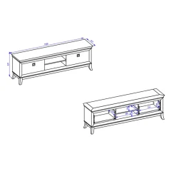 Garnero Arredamenti Mobile porta TV 196x63h cm 2 cassetti antracite lucido rovere scuro Umag Antracite - Wengè