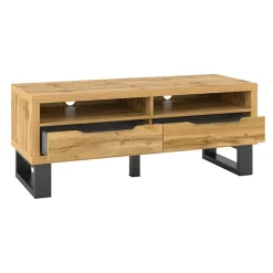 Garnero Arredamenti Mobile porta TV 124x50h cm 2 cassetti quercia metallo nero Petra Discount