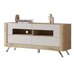 Garnero Arredamenti Mobile porta TV 160x74h cm 2 cassetti rovere tortora lucido Jumbo Tortora - Rovere Best