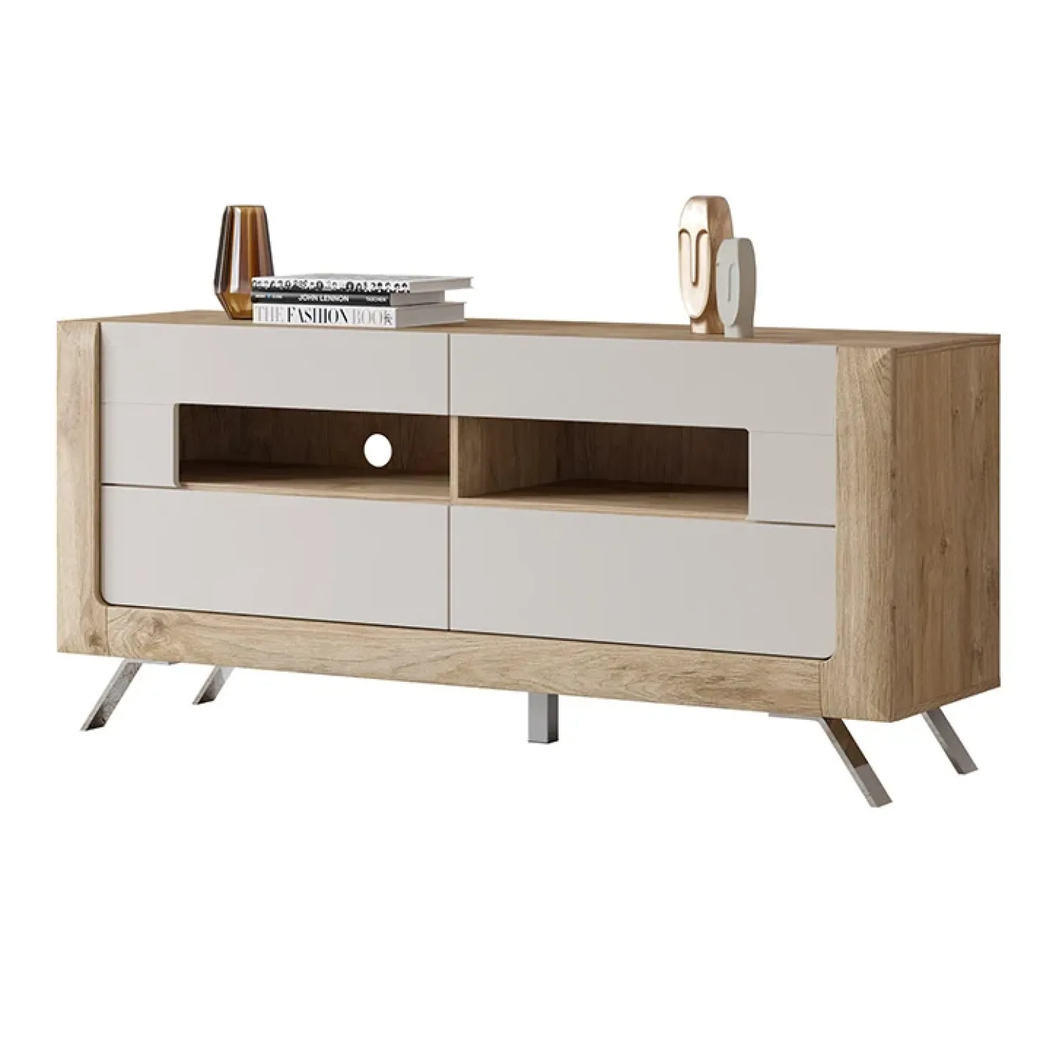 Garnero Arredamenti Mobile porta TV 160x74h cm 2 cassetti rovere tortora lucido Jumbo Tortora - Rovere Best